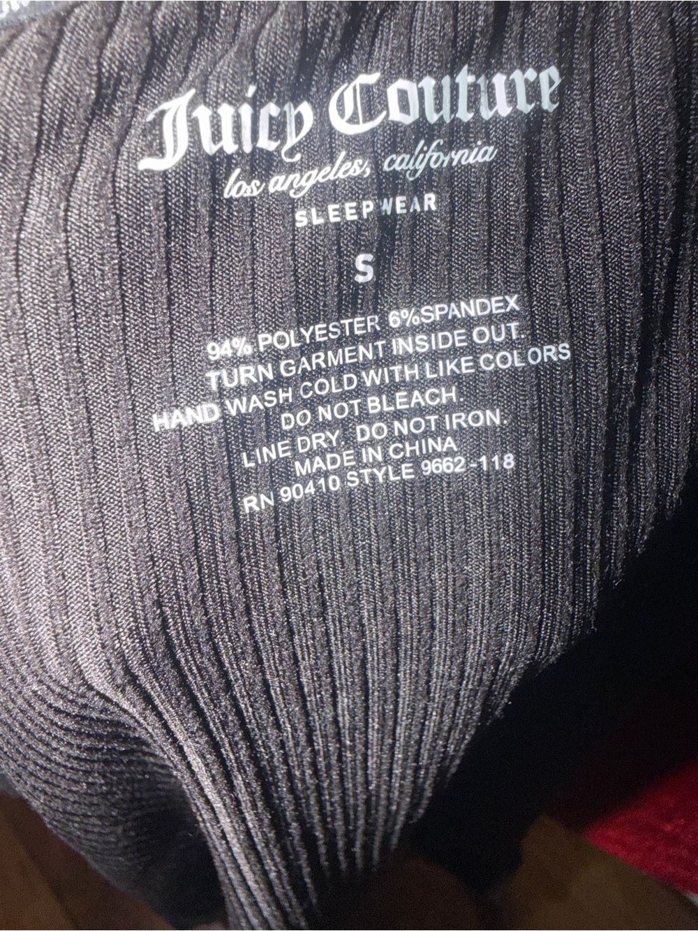 Juicy Couture Black Ribbed Tee with Rhinestone Script - Picture 3 of 4